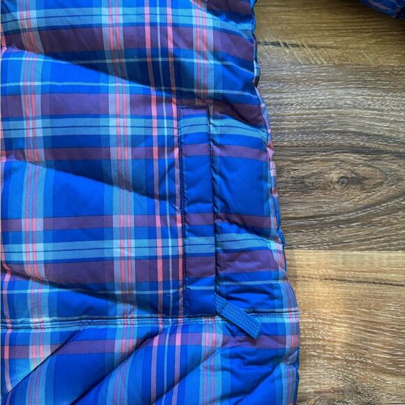 Patagonia Girls’ Down Jacket Plaid Blue Size 14 - Picture 7 of 14